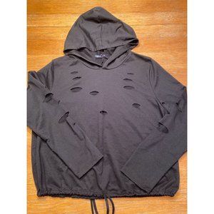 Cleo Long Sleeve Distressed Hoodie-1X